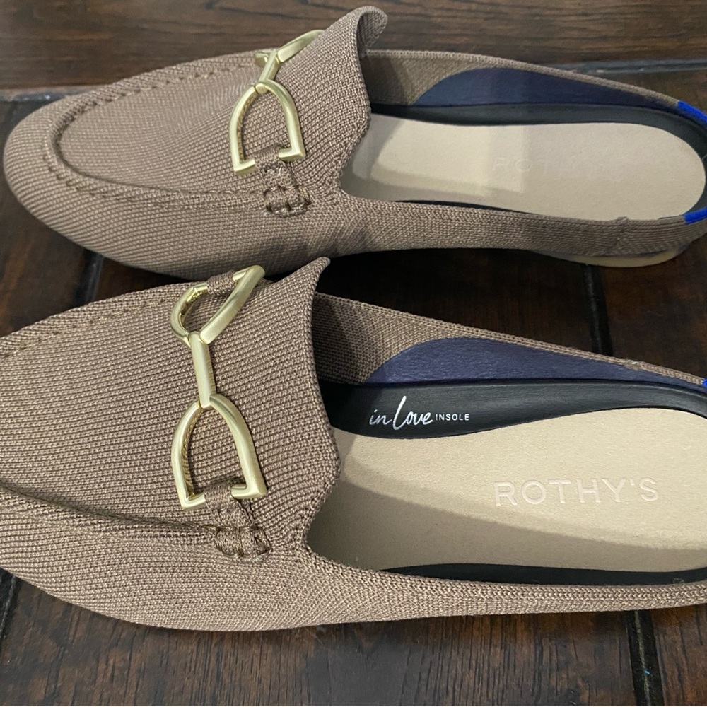 Rothy's Brown Loafers with Gold Detail - Picture 7 of 7